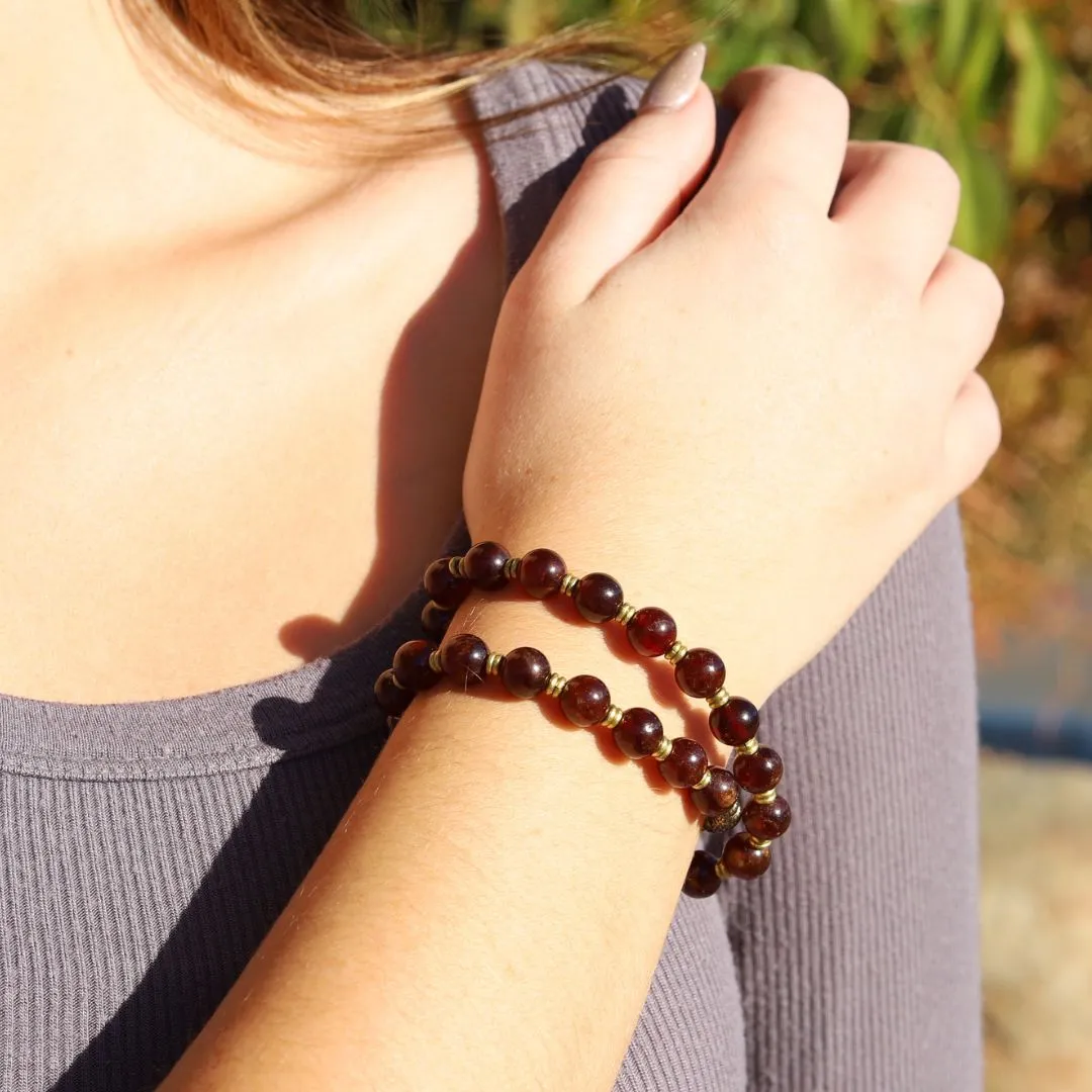 Orange Garnet Wrist Mala Bracelet *PRESALE*