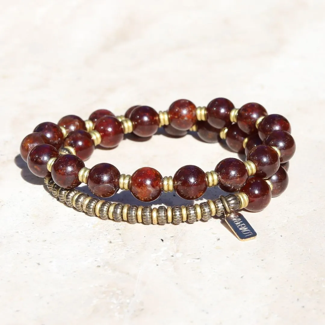 Orange Garnet Wrist Mala Bracelet *PRESALE*