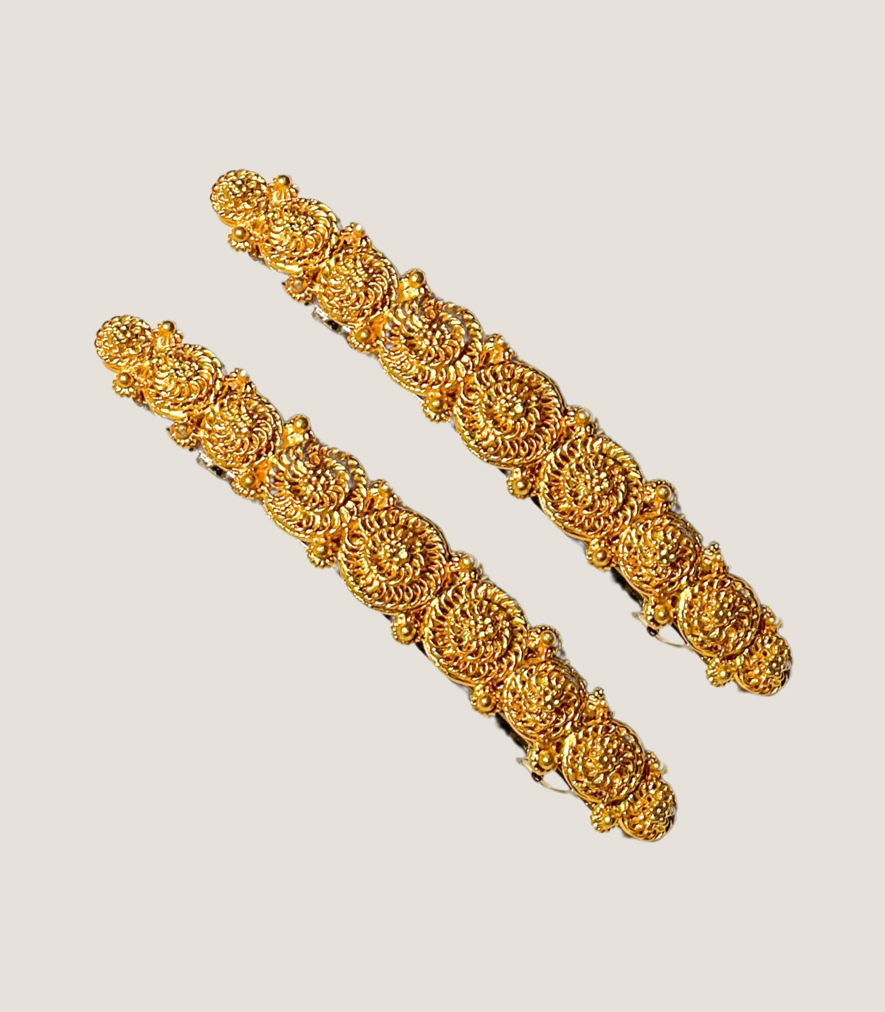 Padumna Gold Filigree Tambourine Hair Barrette