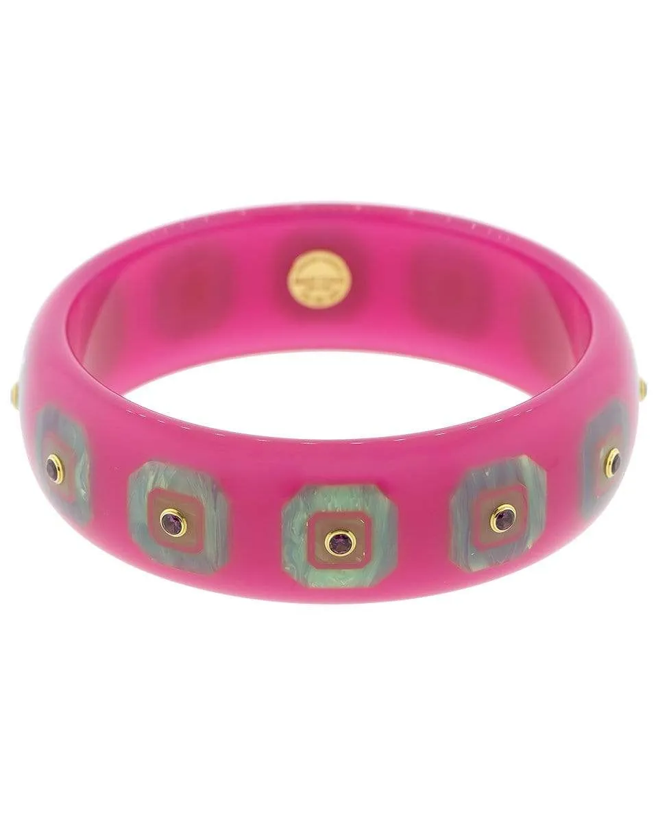 Pink and Blue Bakelite with Rhodonite Garnet Bangle