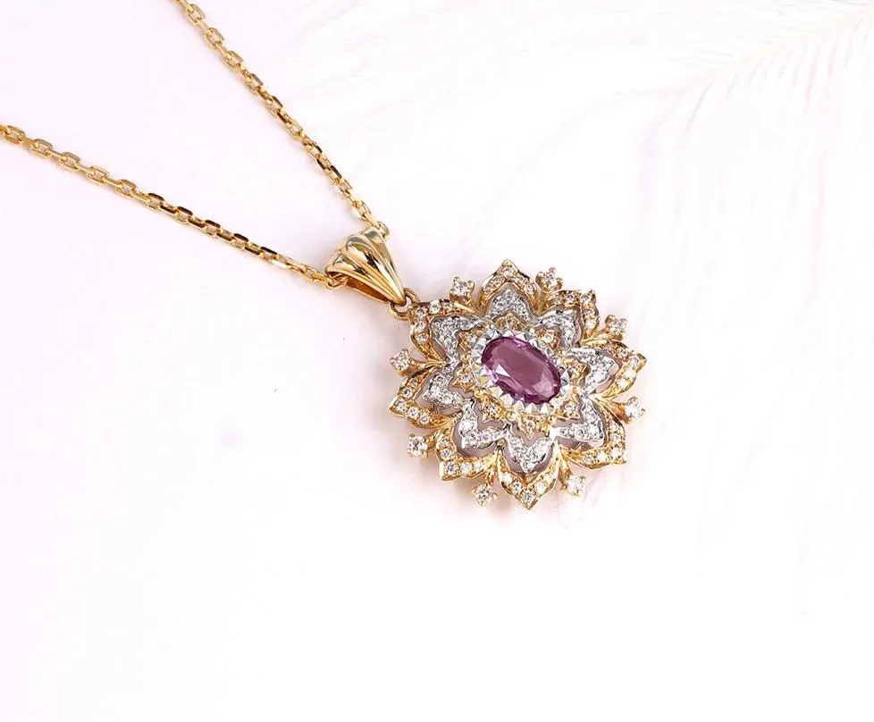 Pink Sapphire and Diamond Pendant