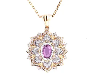 Pink Sapphire and Diamond Pendant