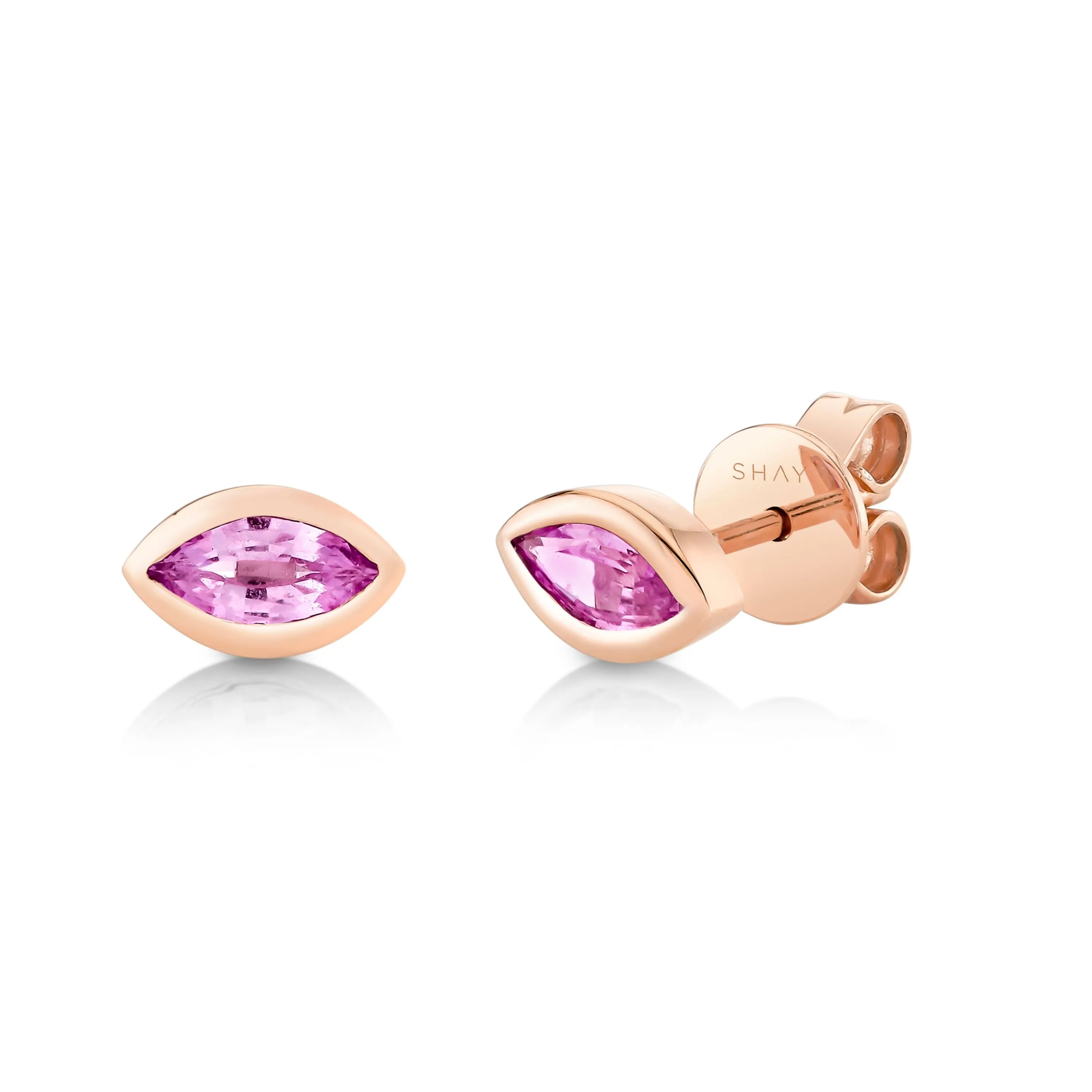 PINK SAPPHIRE MARQUISE BEZEL STUDS