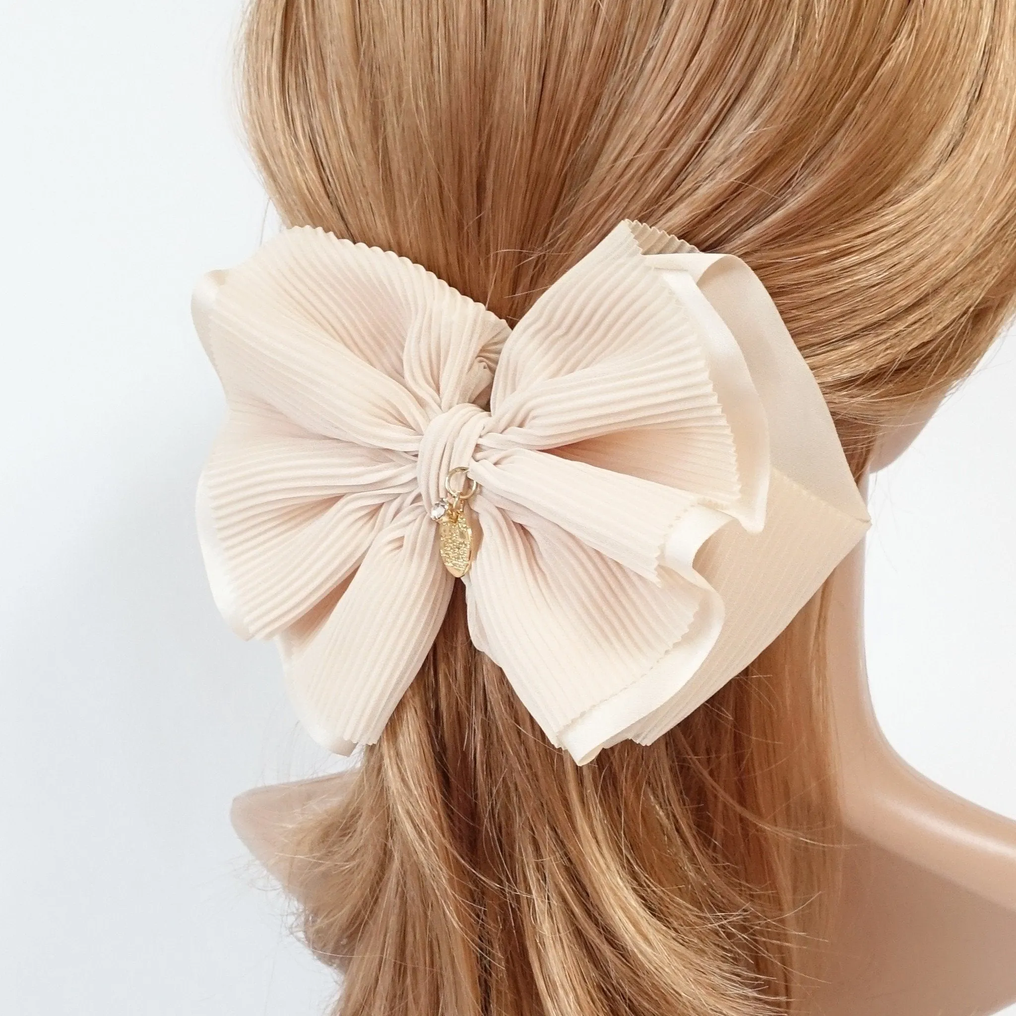 Pleat Layer Hair Bow French Hair Barrette Women Hair Accessories Big Bow hair Barrette