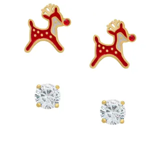 Reindeer & White Sapphire Stud Set