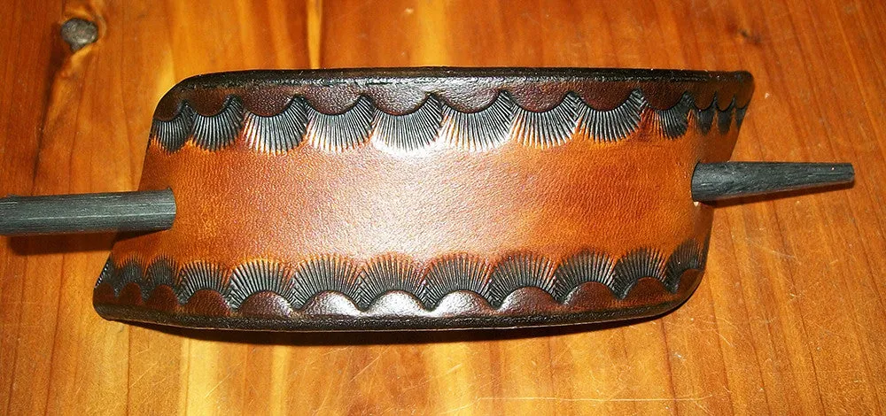 Retro Leather Barrette | Tooled Two Tone