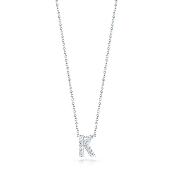 Roberto Coin .05CT Tiny Treasures Love Letter Initial K Pendant in 18K White Gold