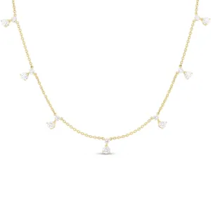 Roberto Coin Diamonds By The Inch 18k Yellow Gold Diamond Dangling 7 Station Necklace