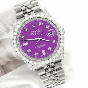 Rolex Datejust 116200 36mm 4CT Diamond Bezel/Lugs/Sangria 6 9 Baguette Dial  TFJ-142508625