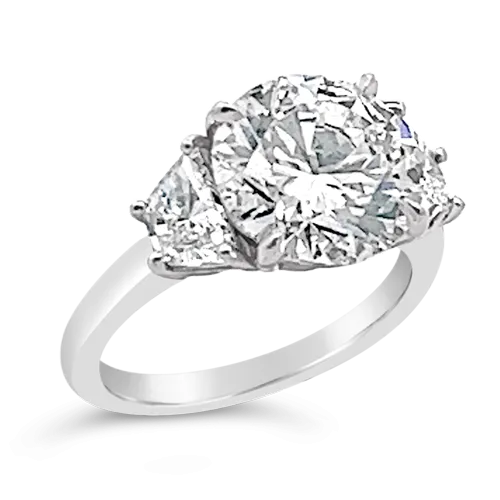 Round & Trapezoid Diamond Engagement Ring