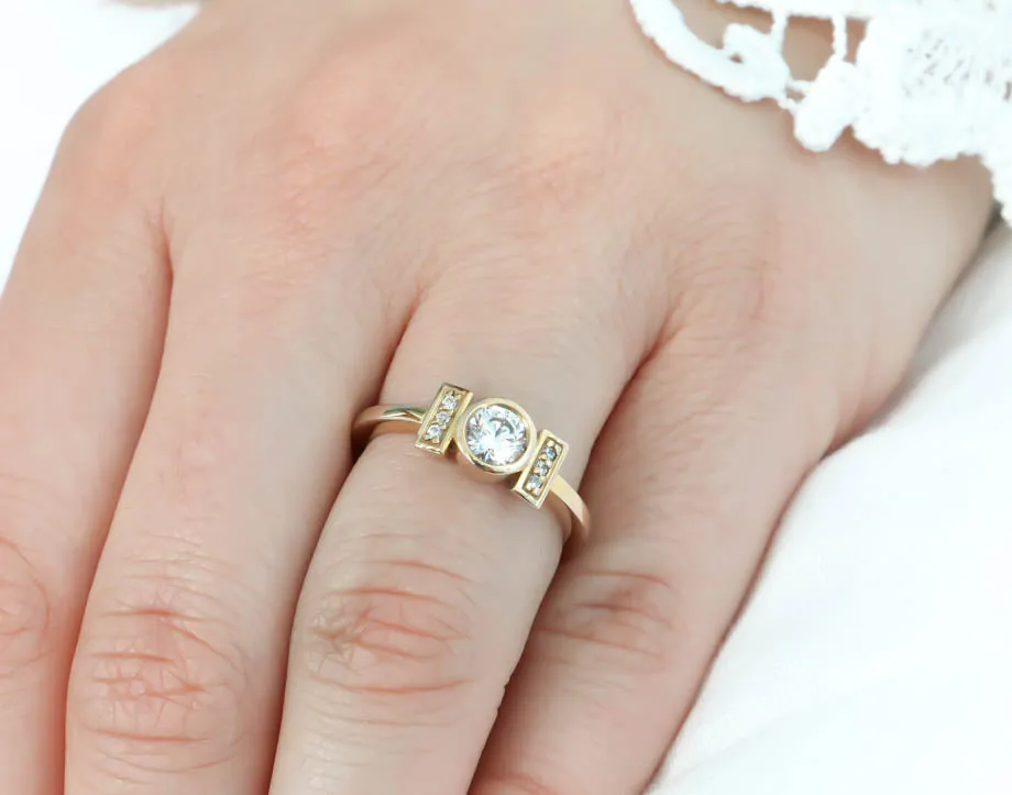 Round Engagement Ring Unique Setting - Nora