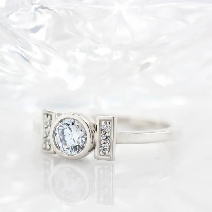 Round Engagement Ring Unique Setting - Nora