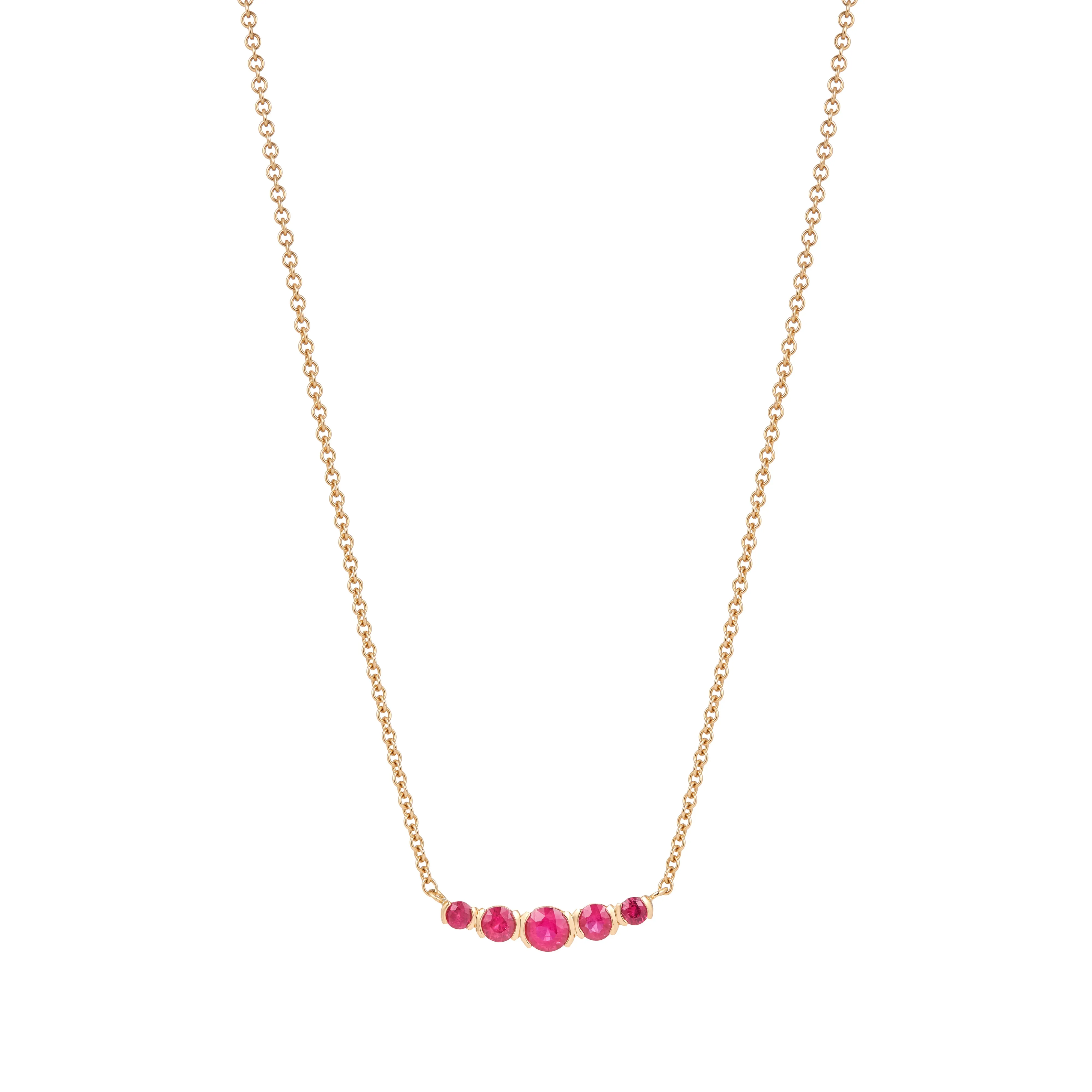 Ruby 5 Stone Graduating Pendant Necklace