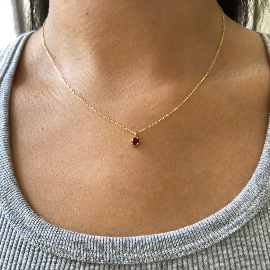 Ruby Milgrain Necklace (ready to ship option)*