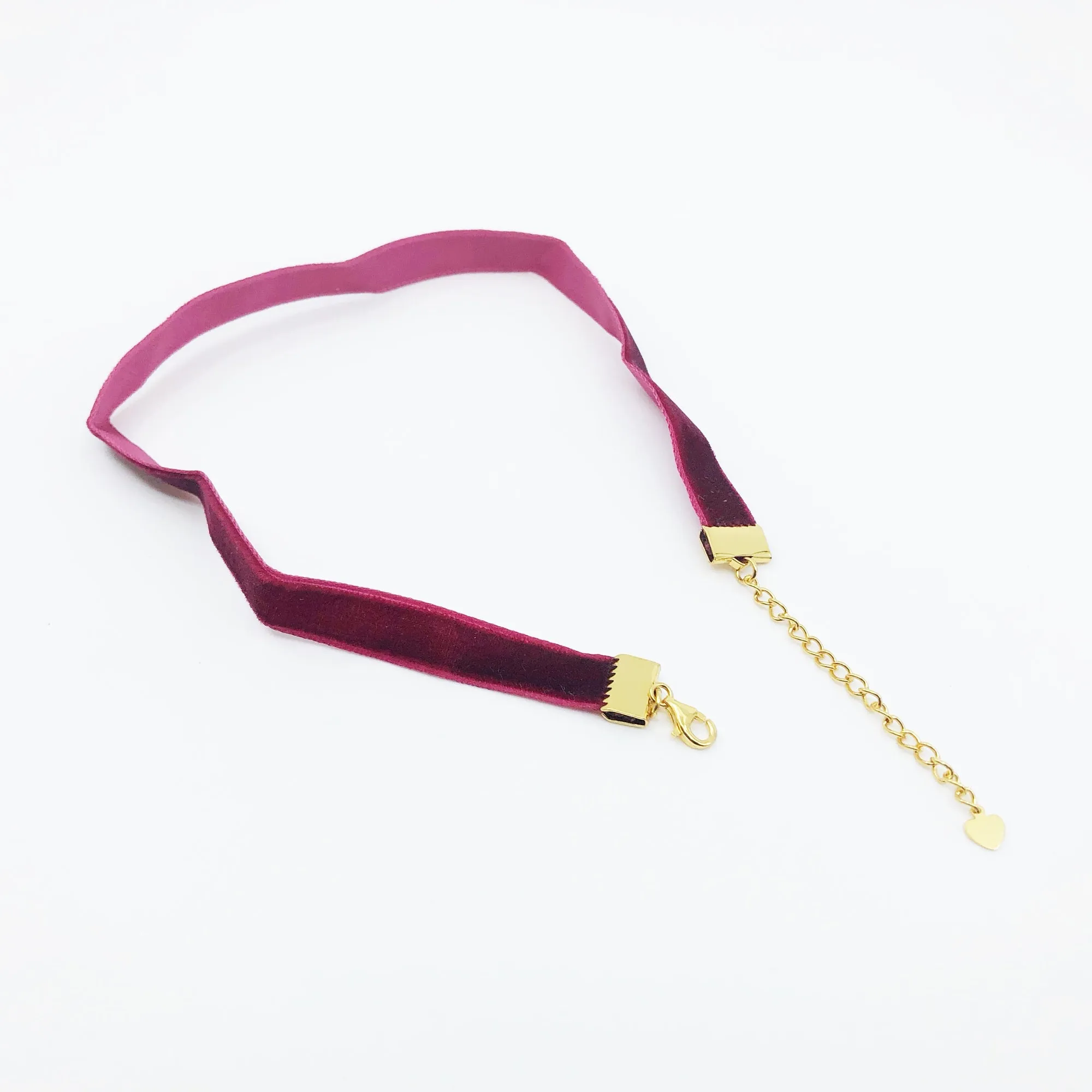 Ruby Red Velvet Choker Necklace with Adjustable Chain