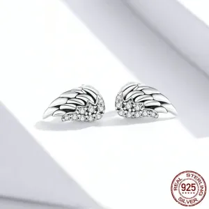 S925 Sterling Silver Wings Earrings Hypoallergenic