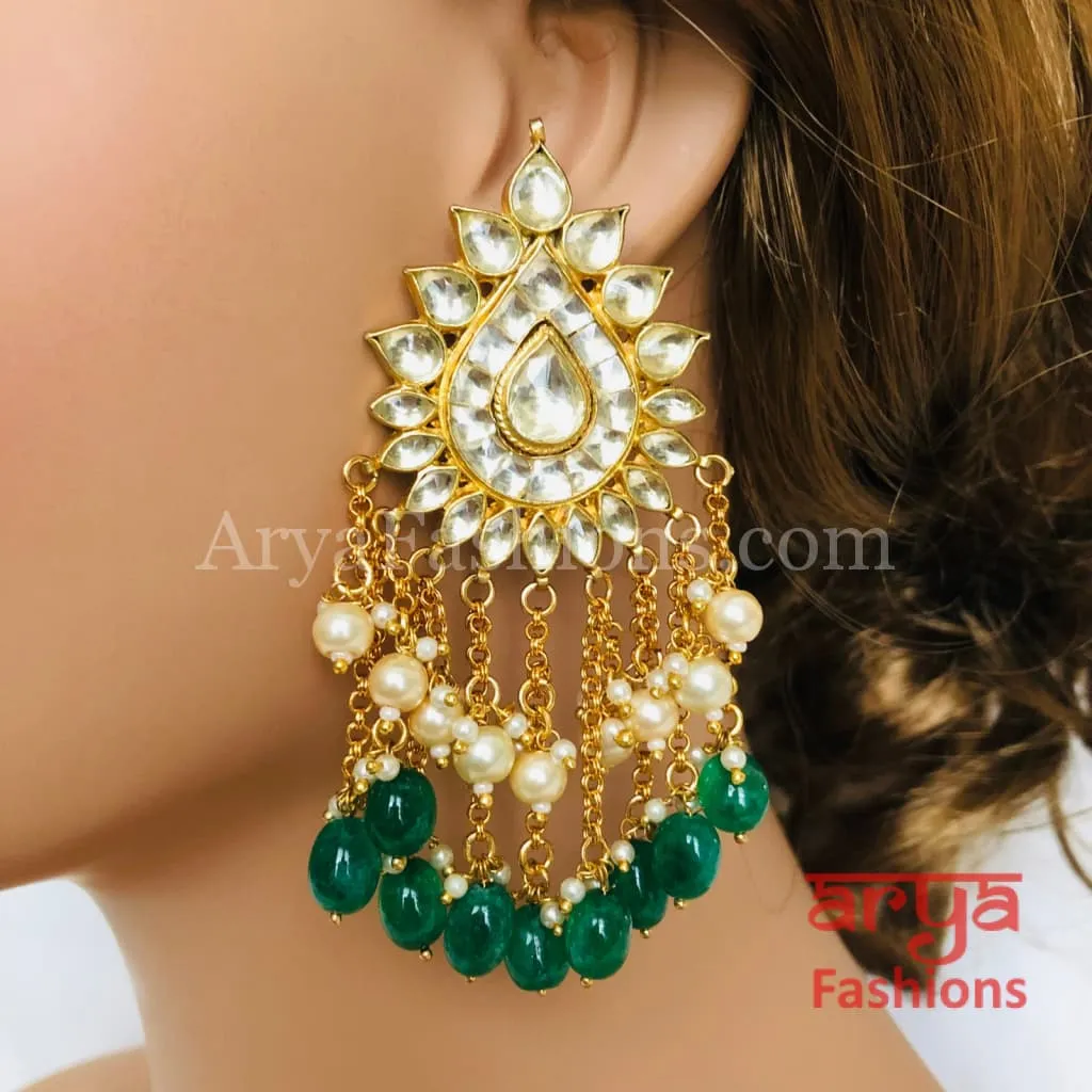 Saba Royal Emerald Kundan Pearl Chandbali