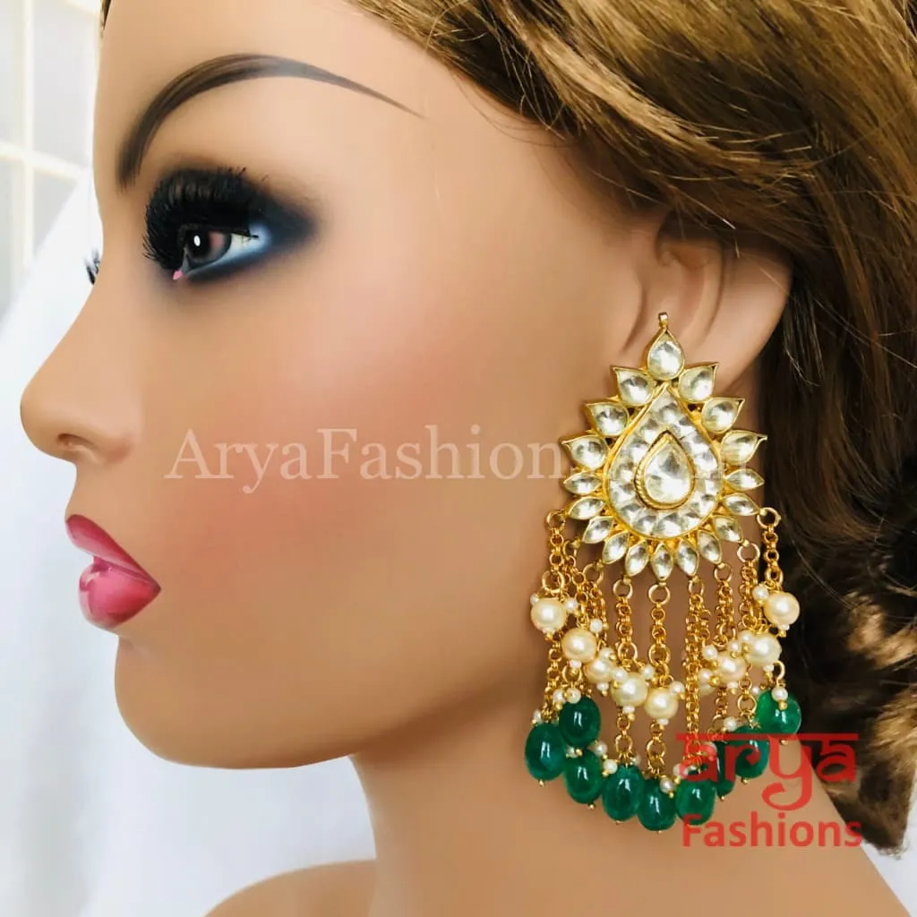 Saba Royal Emerald Kundan Pearl Chandbali