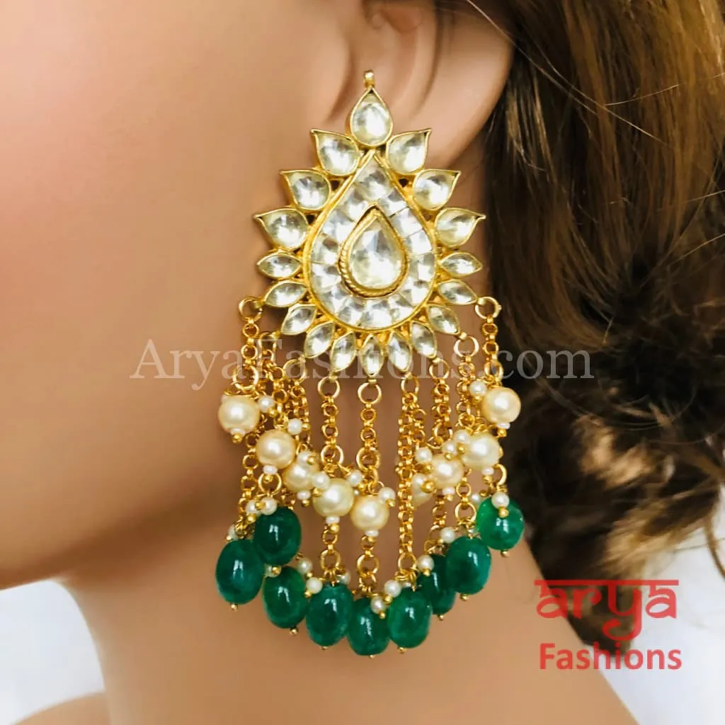 Saba Royal Emerald Kundan Pearl Chandbali