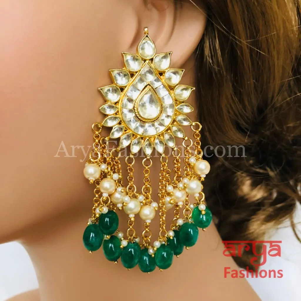 Saba Royal Emerald Kundan Pearl Chandbali