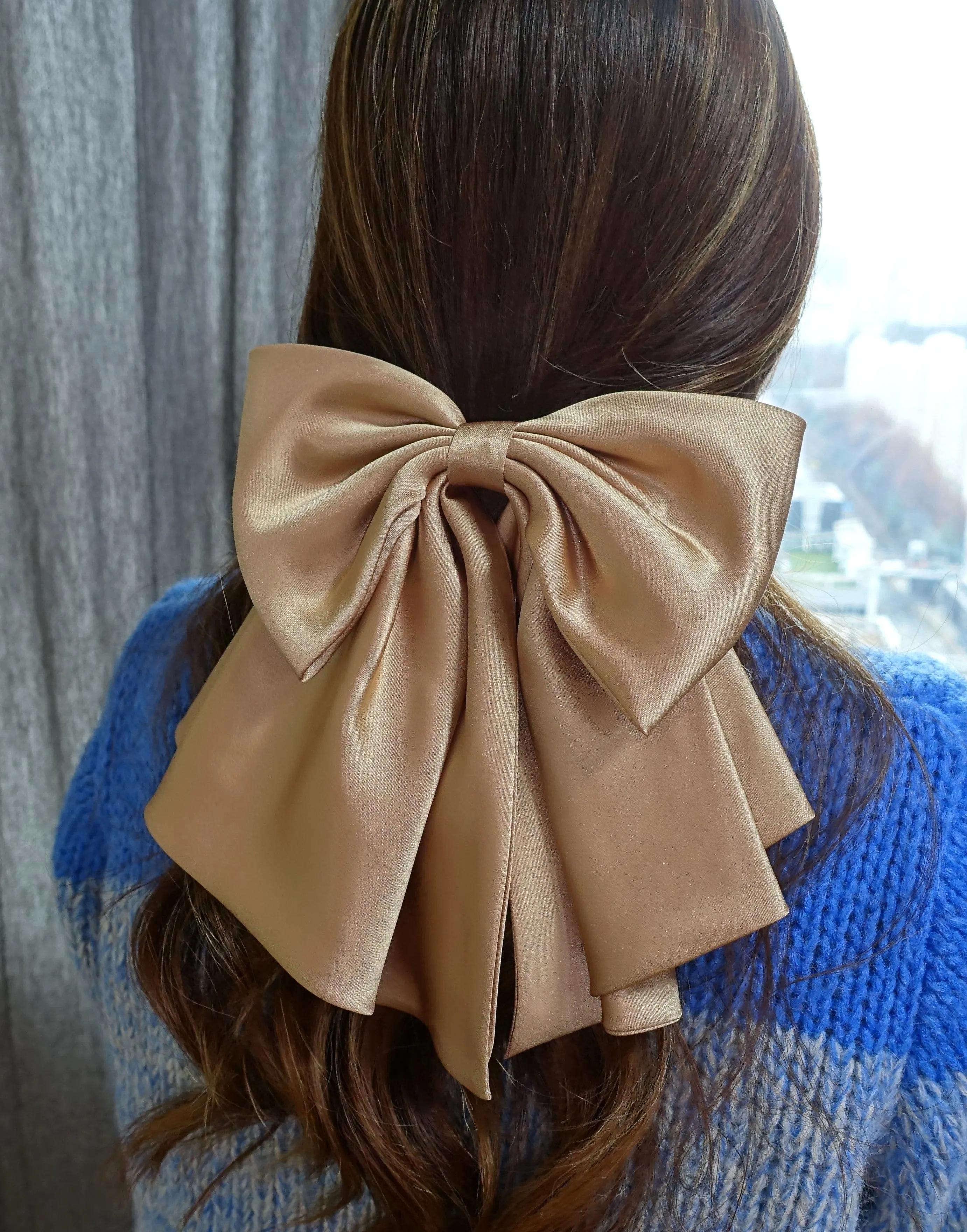 satin suit hair bow classic hair accessory for women