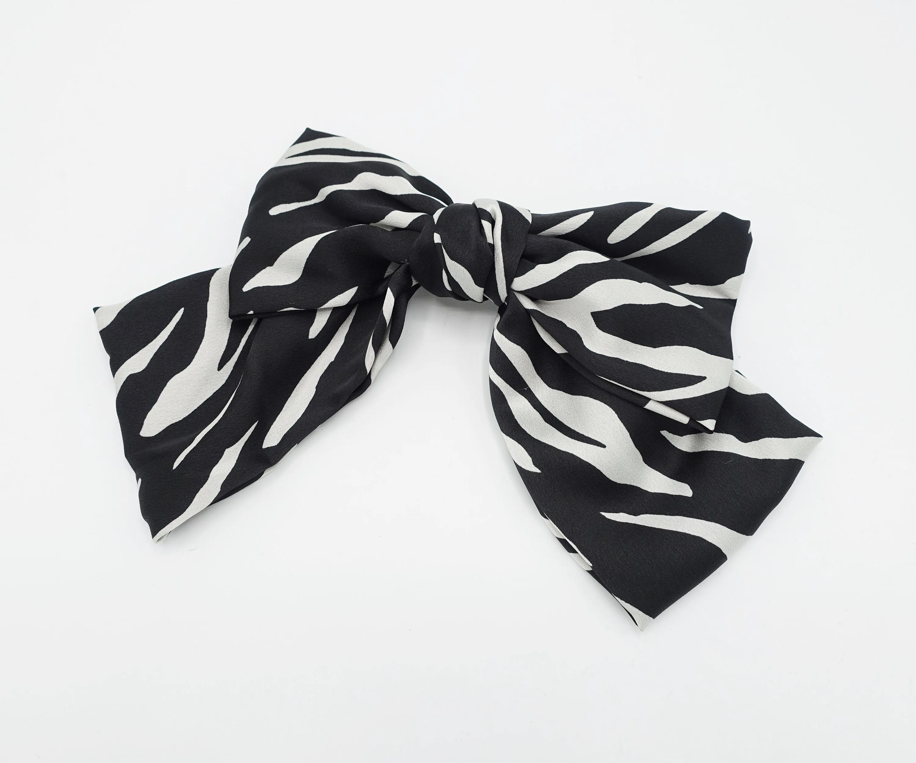 satin zebra print layered hair bow for women