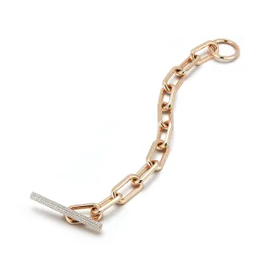 SAXON JUMBO 18K CHAIN LINK DIAMOND TOGGLE BRACELET