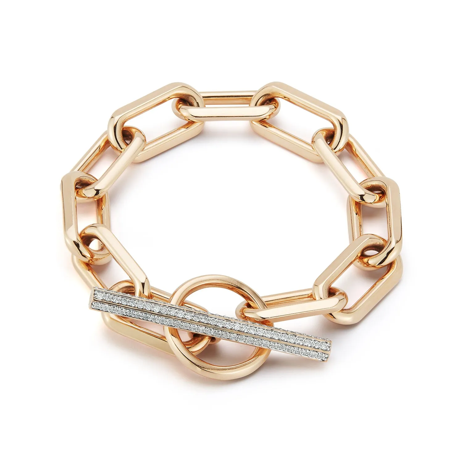 SAXON JUMBO 18K CHAIN LINK DIAMOND TOGGLE BRACELET