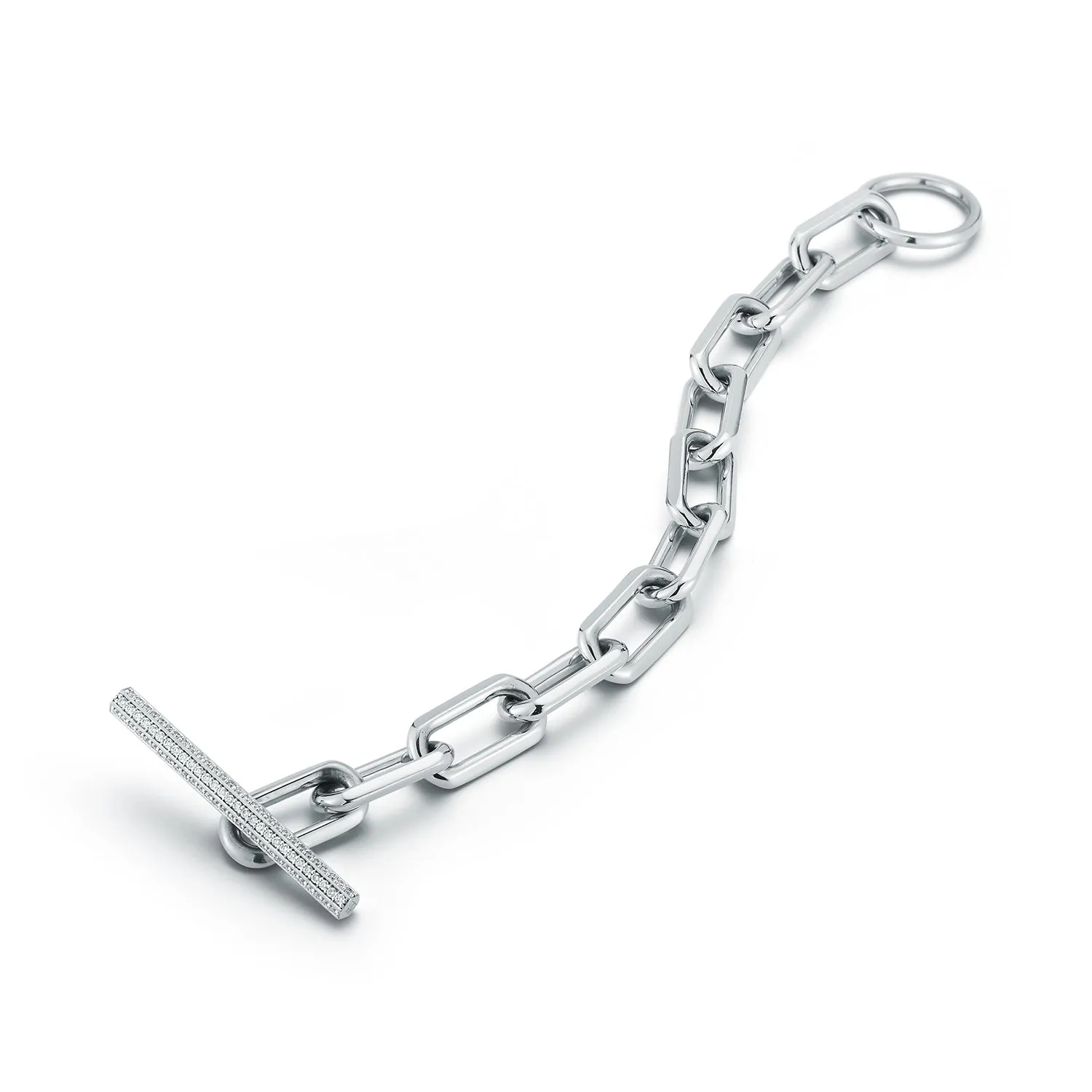 SAXON JUMBO 18K CHAIN LINK DIAMOND TOGGLE BRACELET