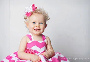 Shocking Pink White Ruffle Hair Bow