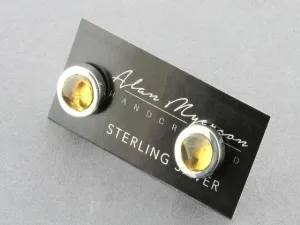 silver stud with faceted amber