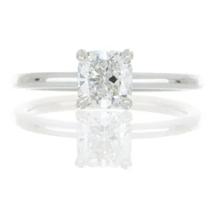 Simple 18k White Gold Cushion Solitaire Engagement Ring