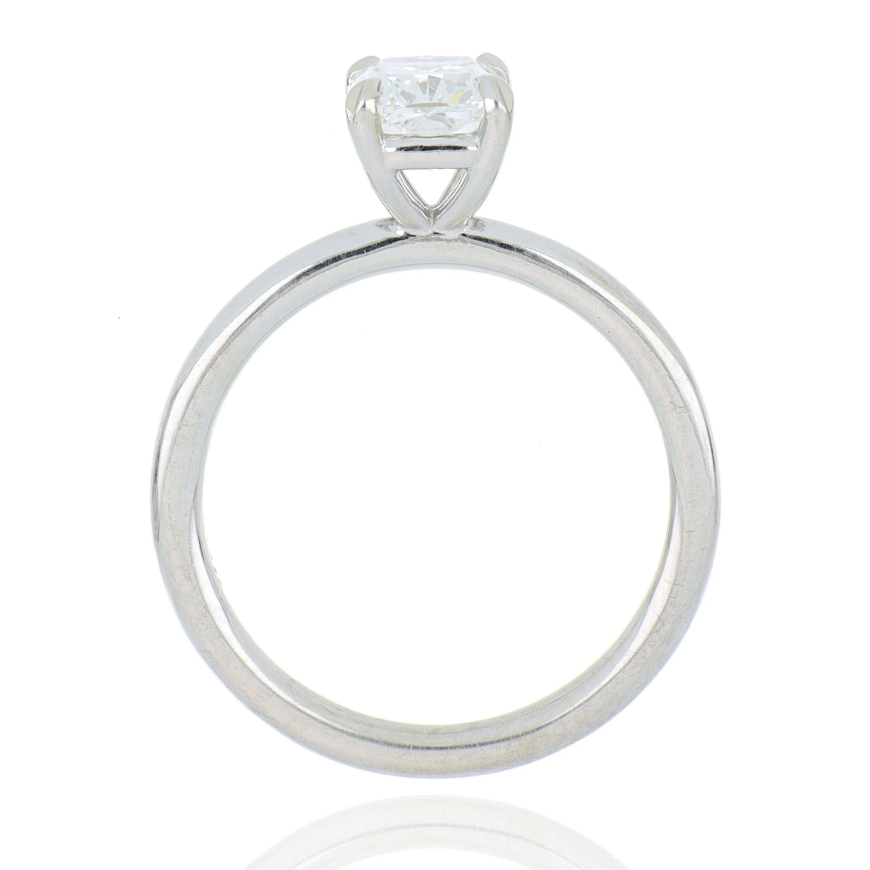 Simple 18k White Gold Cushion Solitaire Engagement Ring