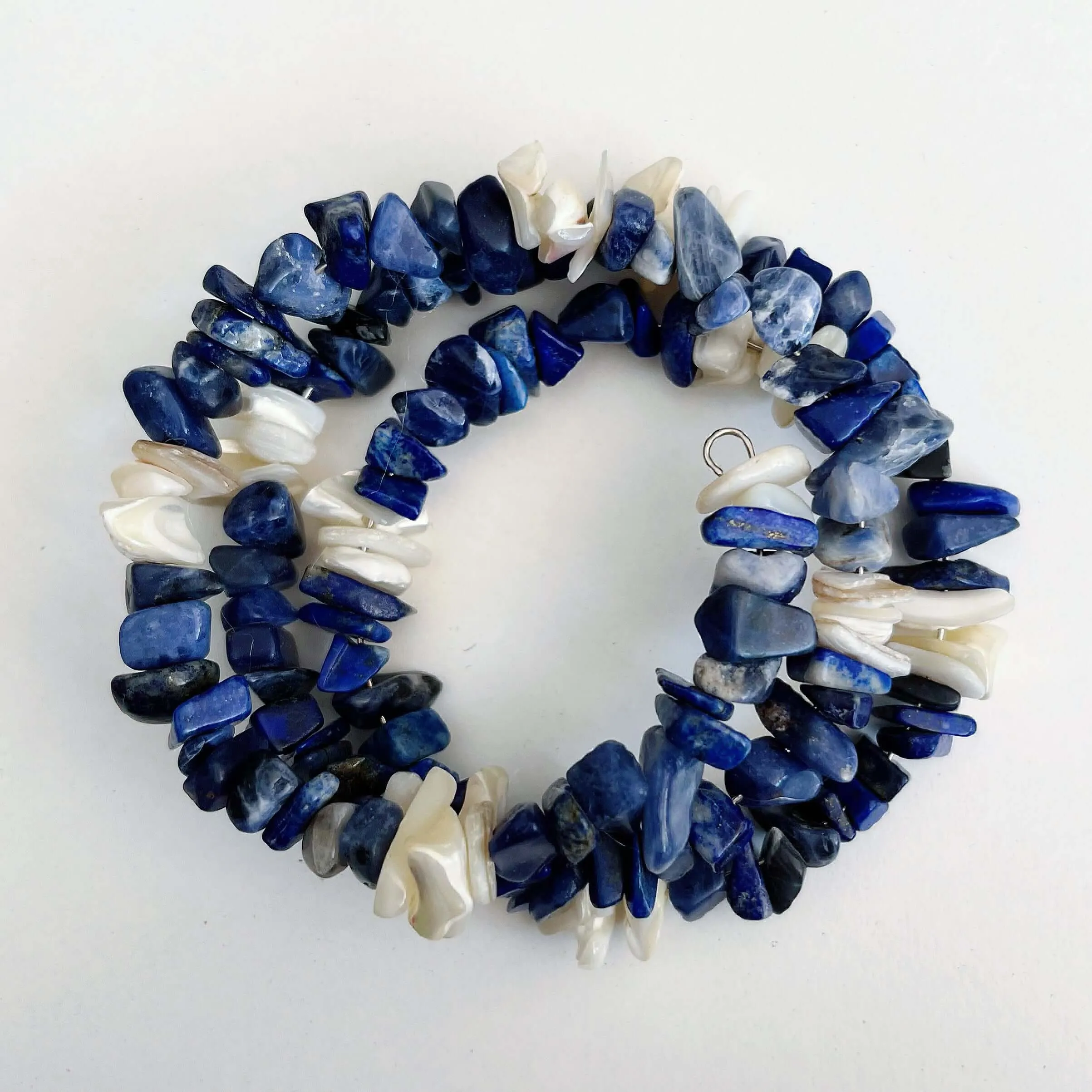 Sodalite Spiral Bracelet With Mother-Of-Pearl