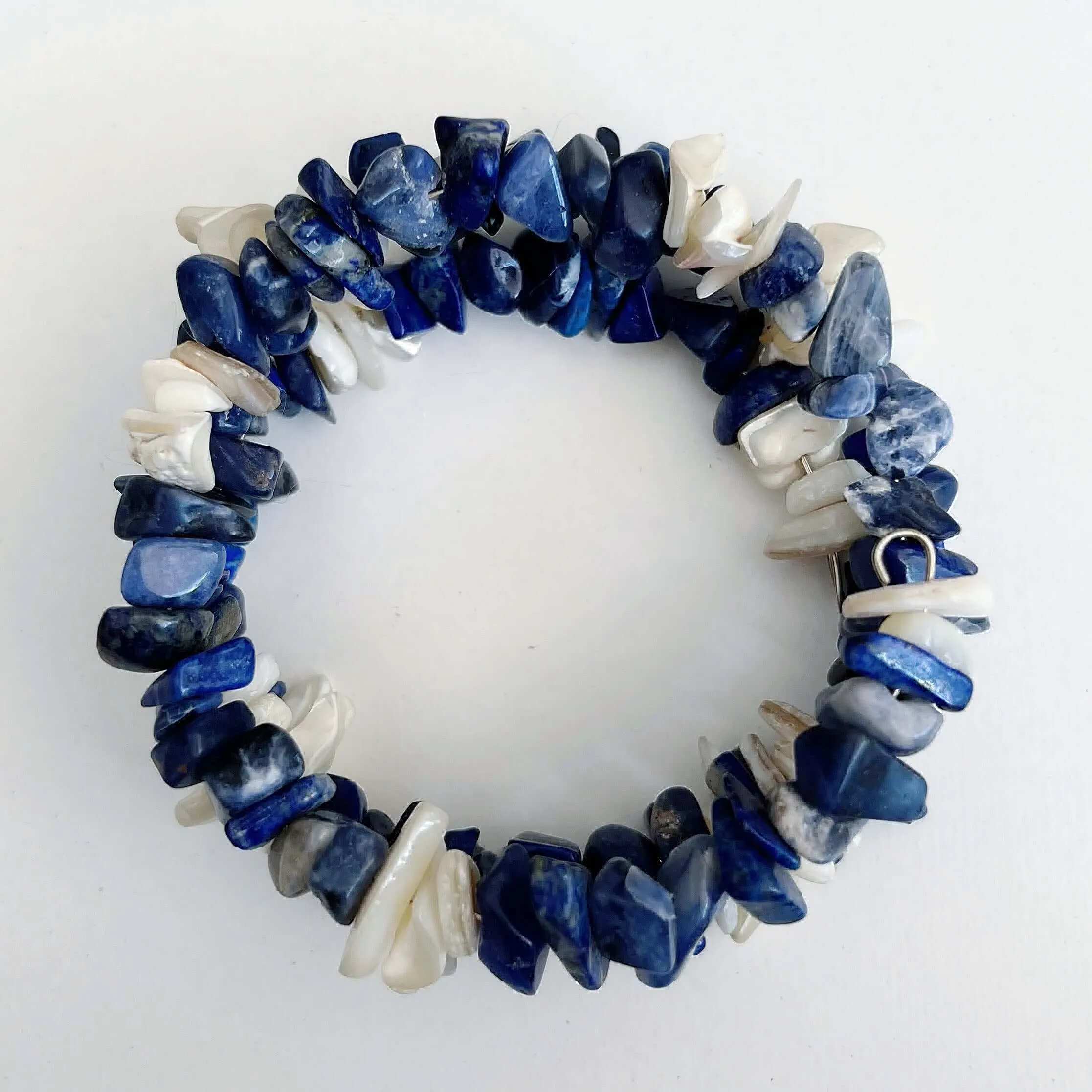 Sodalite Spiral Bracelet With Mother-Of-Pearl