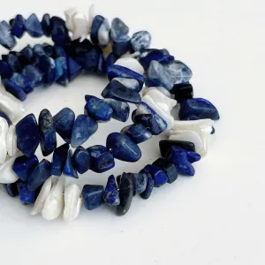 Sodalite Spiral Bracelet With Mother-Of-Pearl