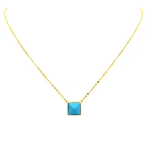 Sterling Silver Gold Plated Turquoise Pendant Necklace