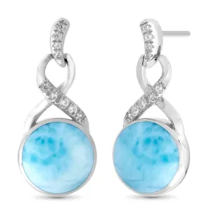 Sterling Silver Larimar and White Sapphire Drop Earrings