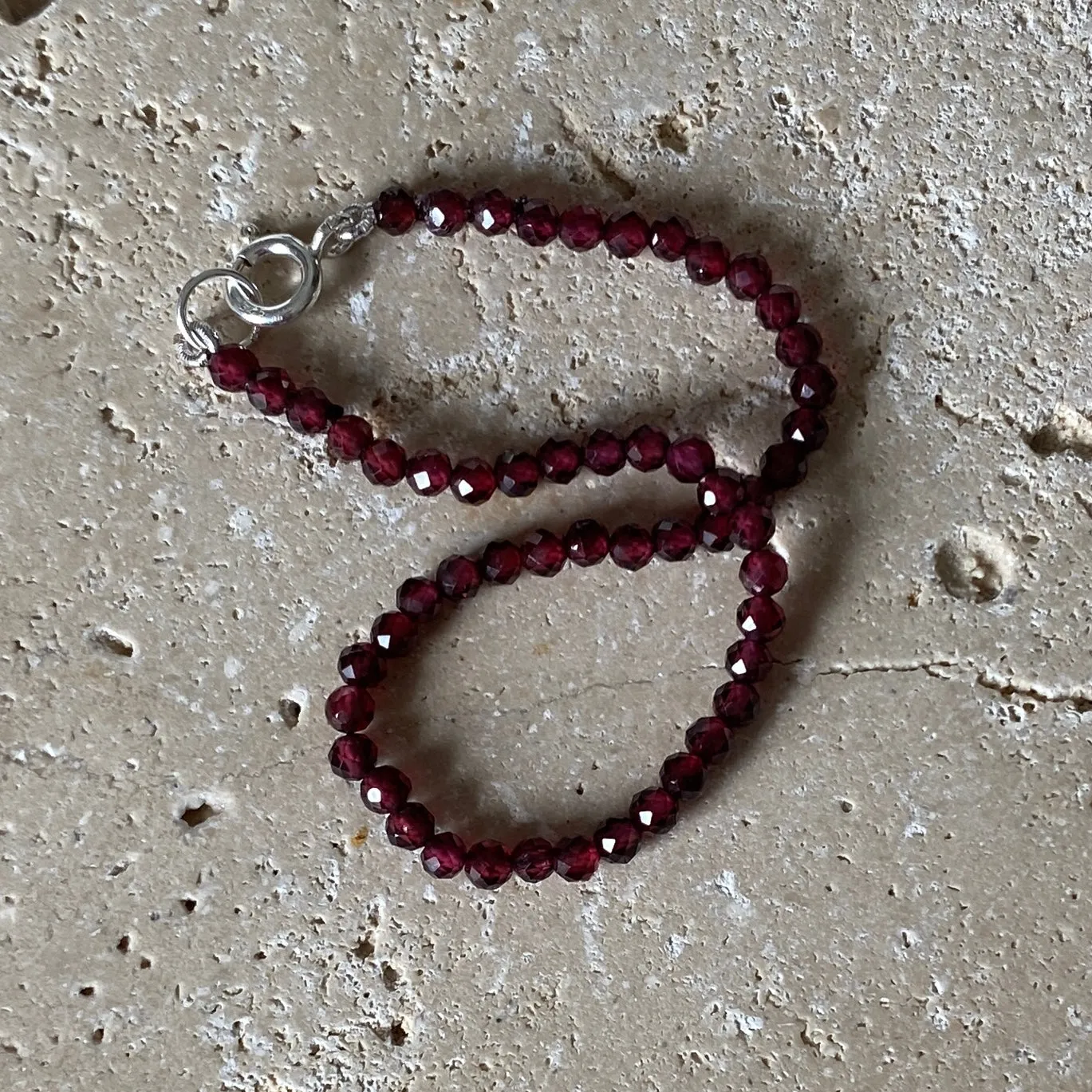 Sterling Silver Red Garnet Bracelet