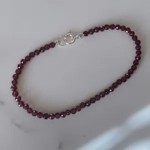 Sterling Silver Red Garnet Bracelet