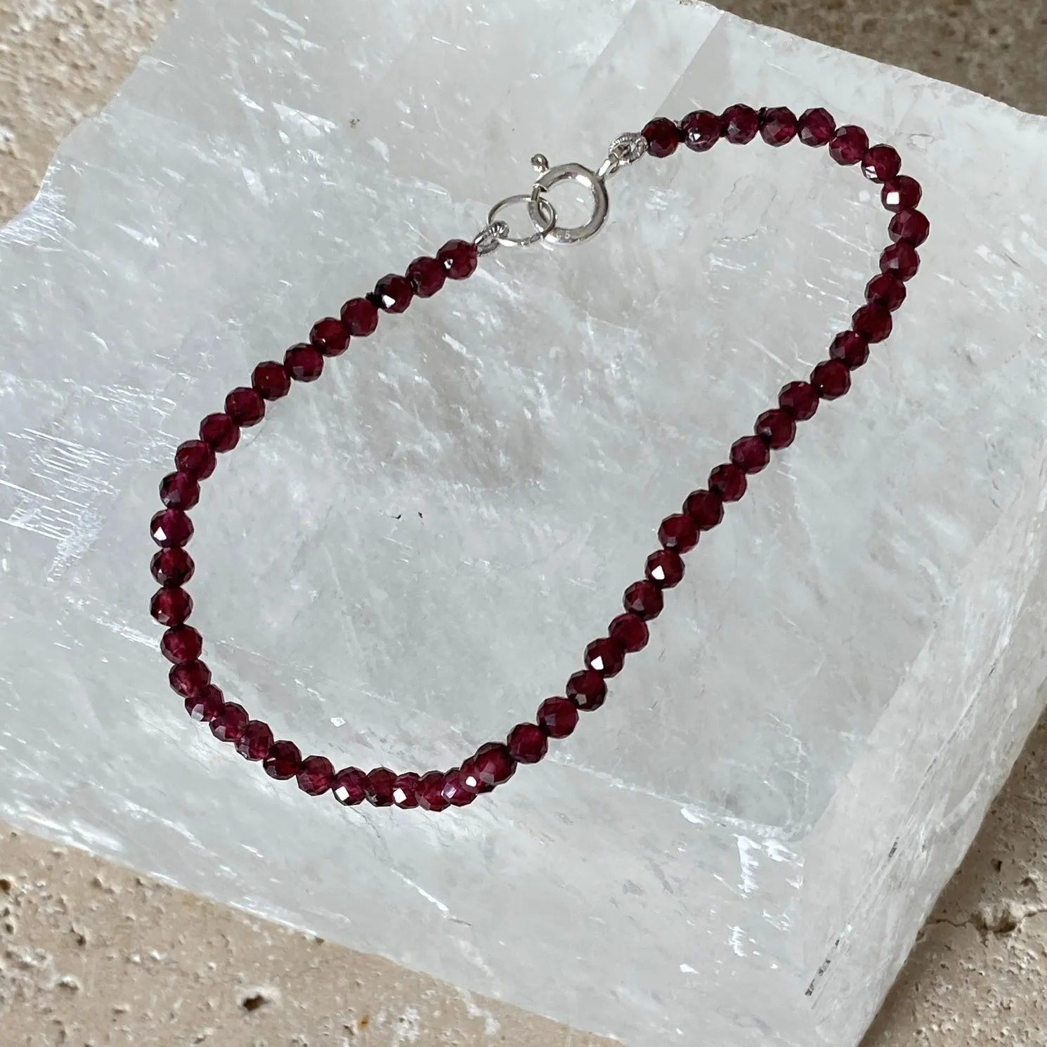 Sterling Silver Red Garnet Bracelet