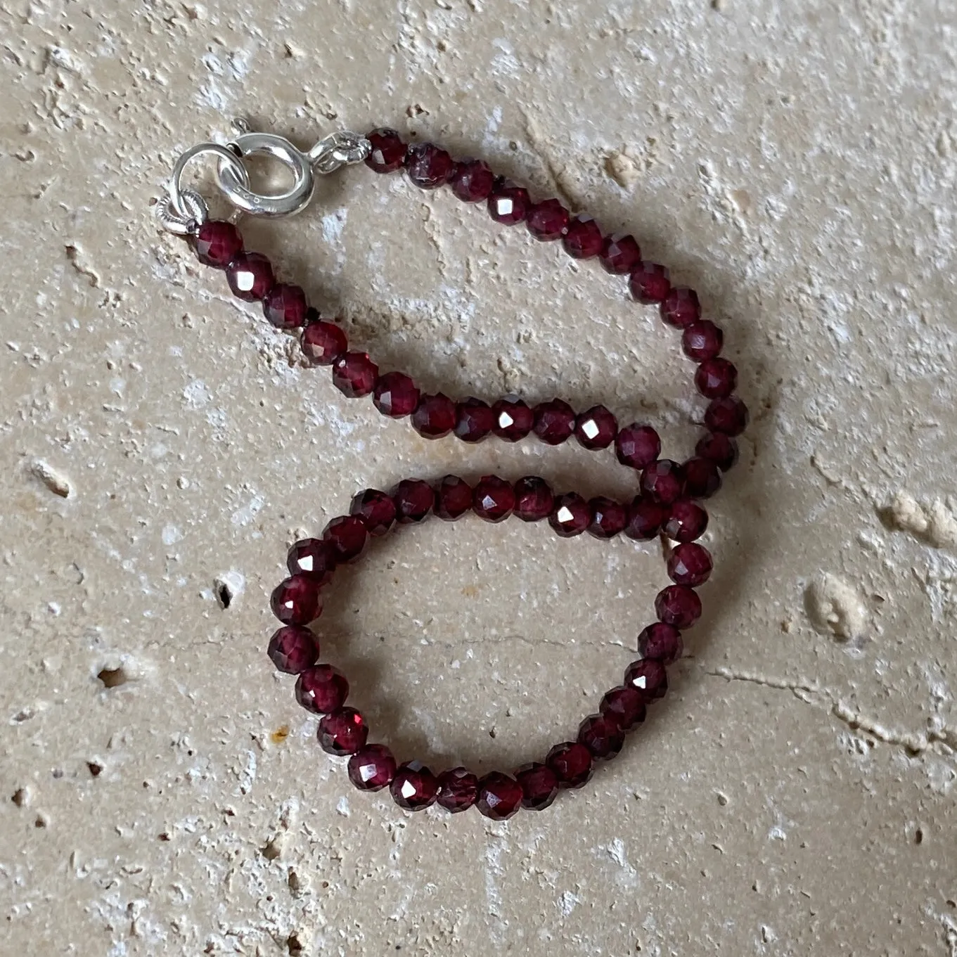 Sterling Silver Red Garnet Bracelet