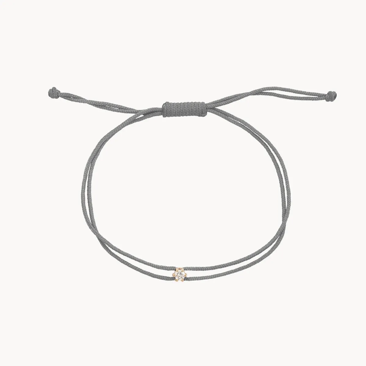 the nova diamond grey cord bracelet - 10k yellow gold, diamond, grey nylon