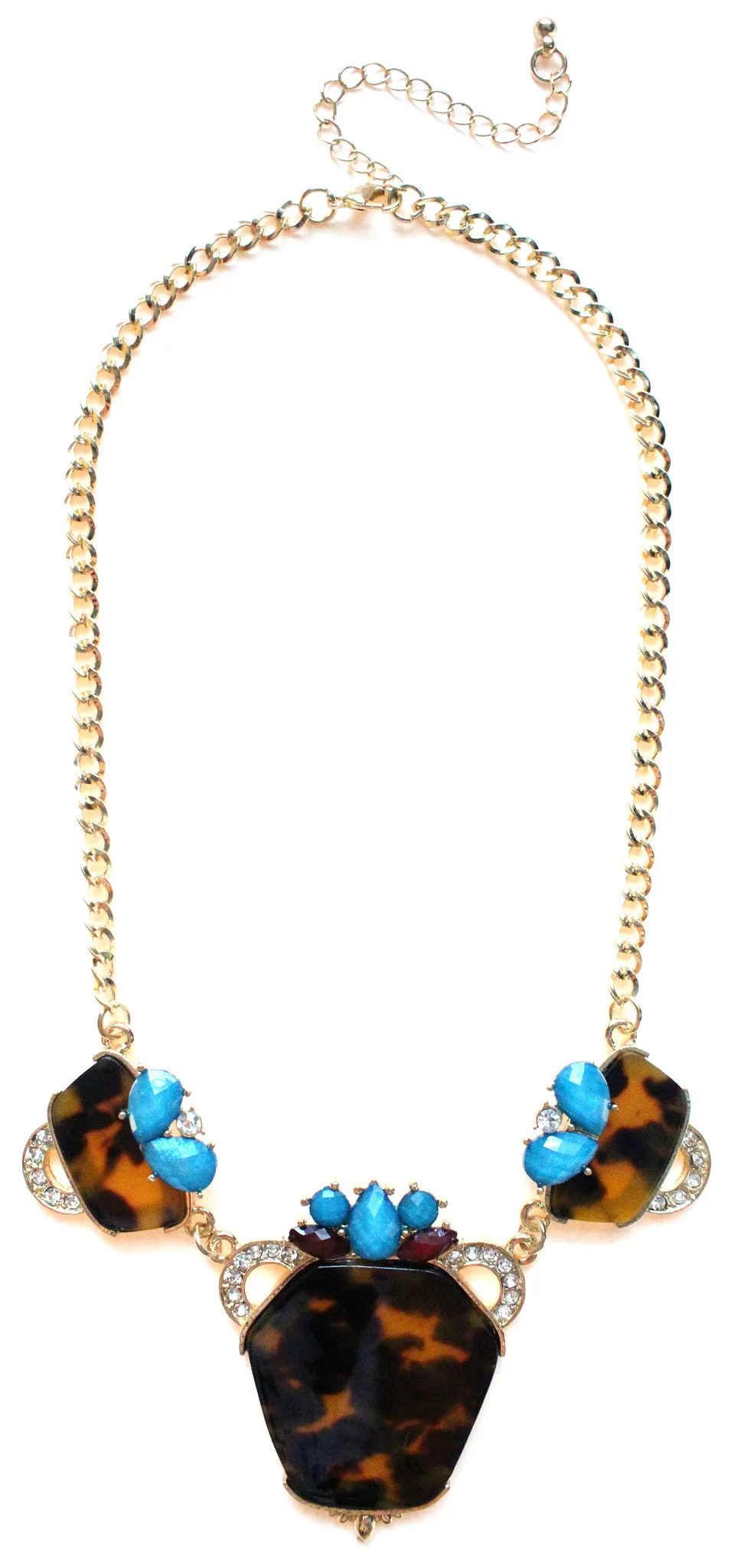 Tortoise & Turquoise Chain Necklace