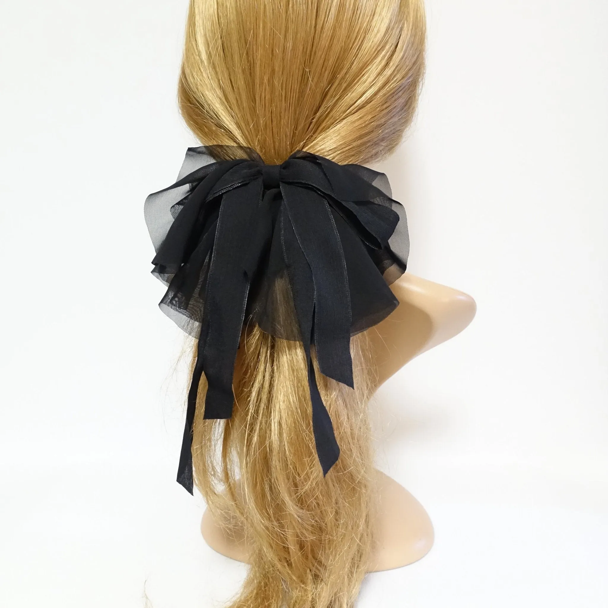 translucent chiffon hair bow ray fish motivated floppy hair bow french barrette