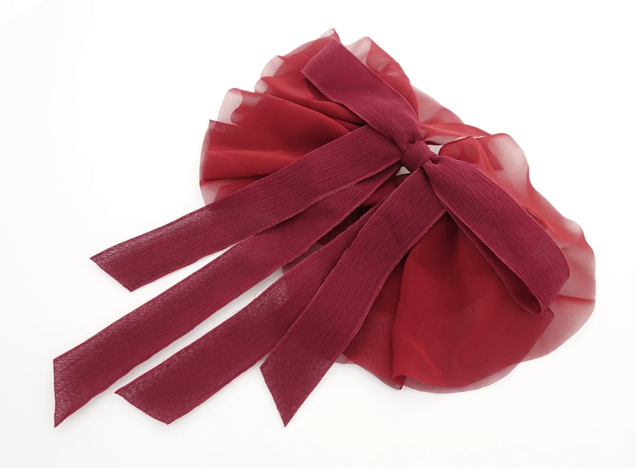 translucent chiffon hair bow ray fish motivated floppy hair bow french barrette