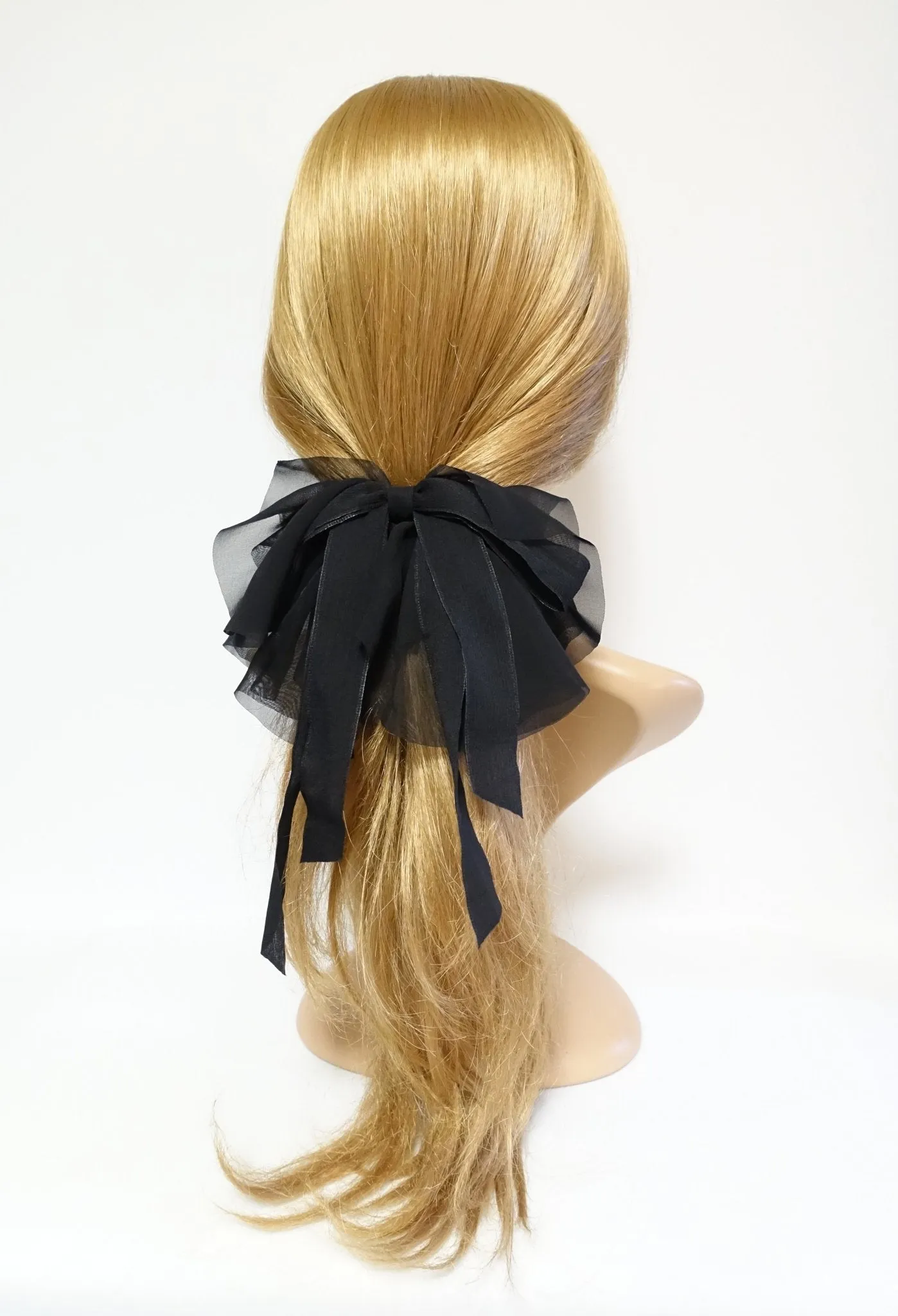 translucent chiffon hair bow ray fish motivated floppy hair bow french barrette