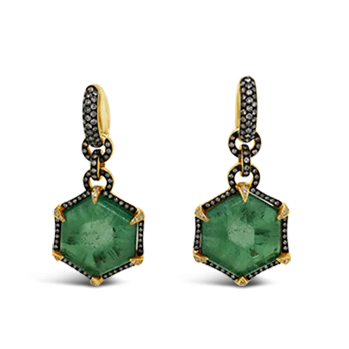 Trapiche Emerald Dangle Earrings