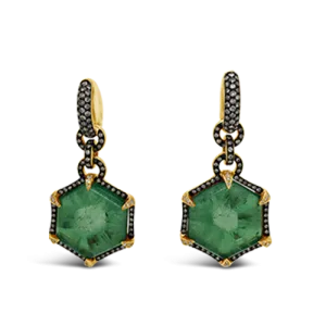 Trapiche Emerald Dangle Earrings