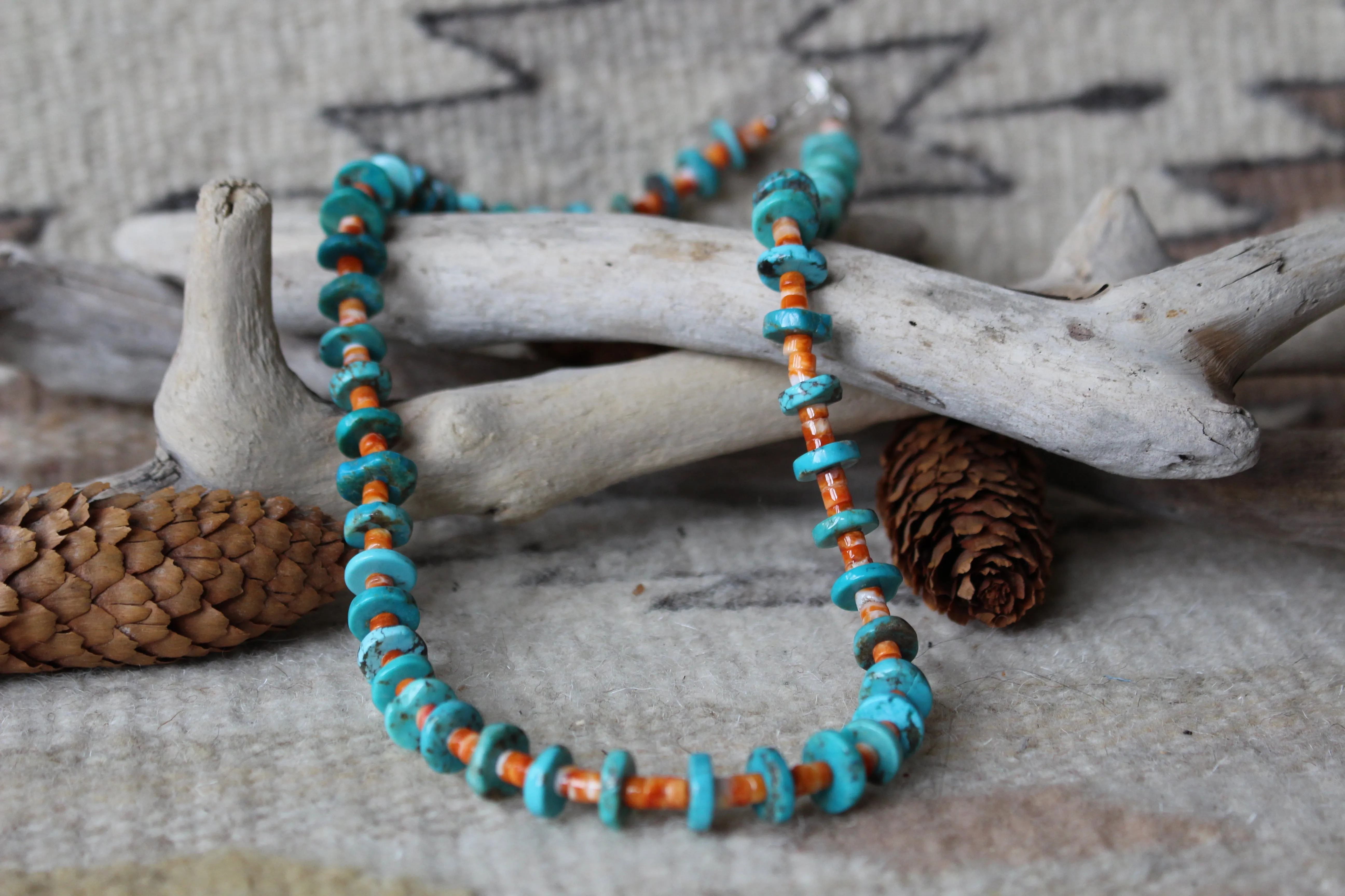 Turquoise and Spiny Oyster Necklace